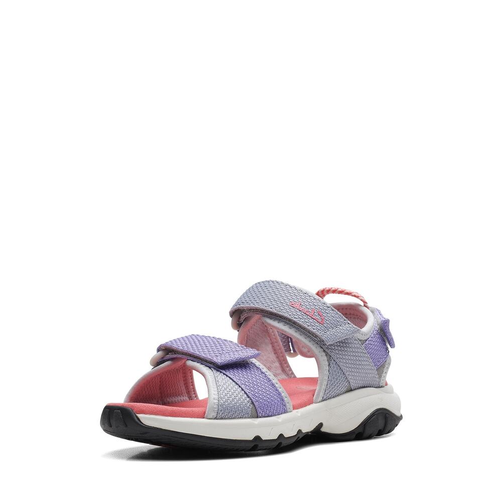 Clarks Girls Expo‎ Sea K. Sport Sandal, Grey Combi, 9 Wide Big Kid